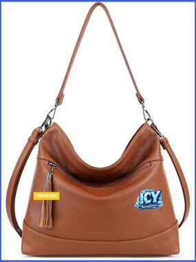 2 in 1 Convertible Hobo Crossbody Bag with Tassel - Faux Leather
